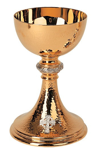 #1852 Crown of Thorns Chalice & Bowl Paten | 6 7/8", 14oz. | Sterling Silver | 24K Gold Plated