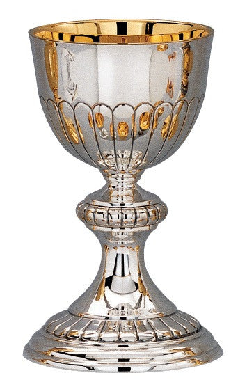 #1856 Traditional Chalice & Dish Paten | 7", 13oz. | Sterling Silver | 24K Gold Lined