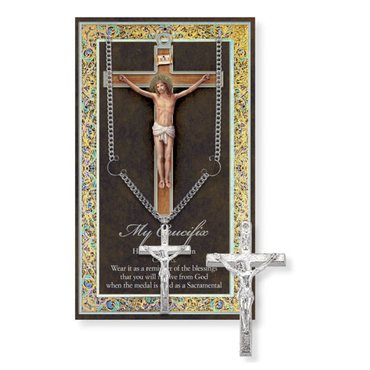 My Crucifix Genuine Pewter Medal on a 24" Chain