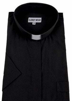 Women's Clergy Shirt | Tab Collar | Short Sleeve | Black