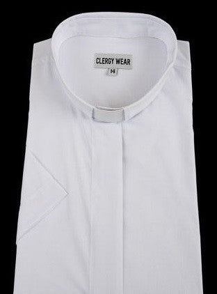 Women's Clergy Shirt | Tab Collar | Short Sleeve | White