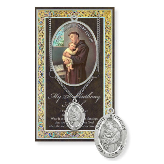 Saint Anthony Medal on Chain with Biography