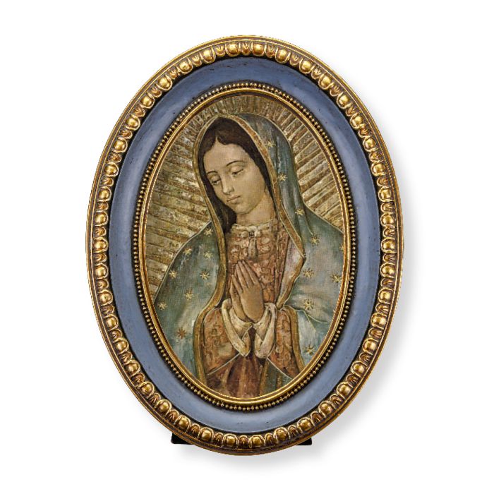Oval Gold-Leaf Frame with a Our Lady of Guadalupe Print
