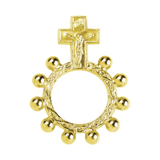Gold Crucifix Rosary Ring