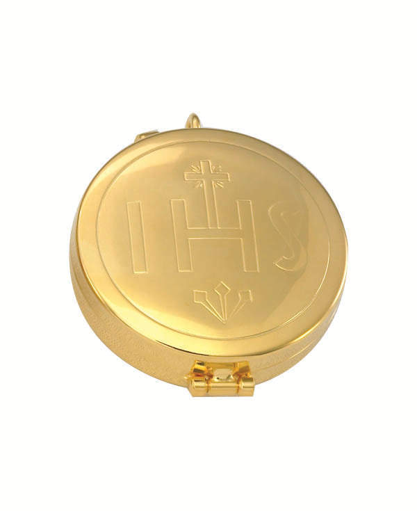 IHS Engraved Pyx | 24K Gold Plate | Holds 7 Hosts