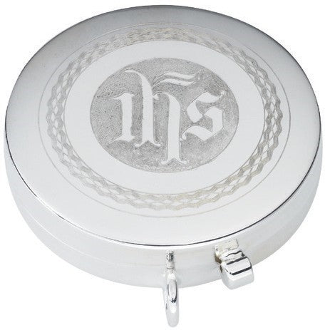 IHS Engraved Pyx | Silver Plated | High Polish Inside | Holds 7 Hosts