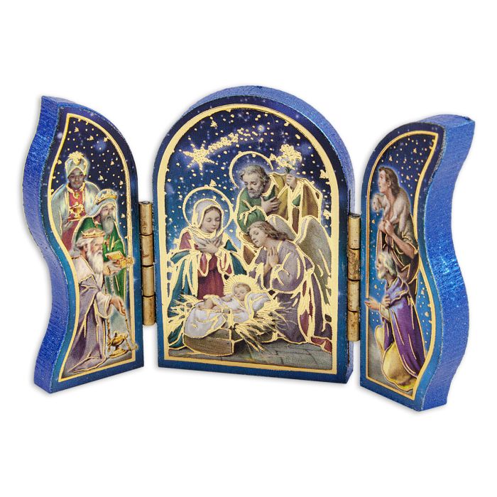Holy Family Nativity Scene Mini Standing Triptych
