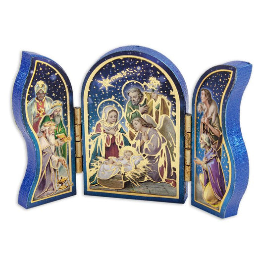 Holy Family Nativity Scene Mini Standing Triptych