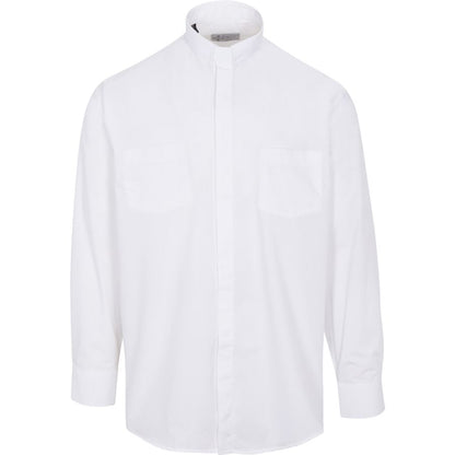 White Clergy Shirt | Tab Collar | Long Sleeve | Poly/Cotton