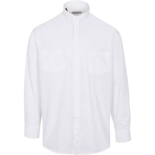 White Clergy Shirt | Tab Collar | Long Sleeve | Poly/Cotton