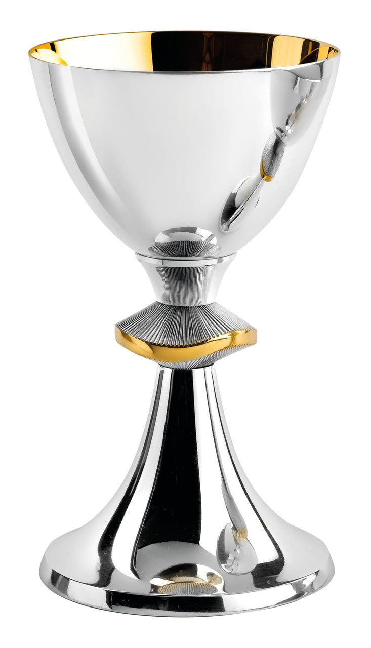 #2210 7 7/8", 16 oz. Contemporary Two-Tone Node Chalice | Silver-Plated