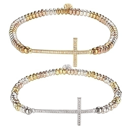 7"L Pave Side Cross Bracelet