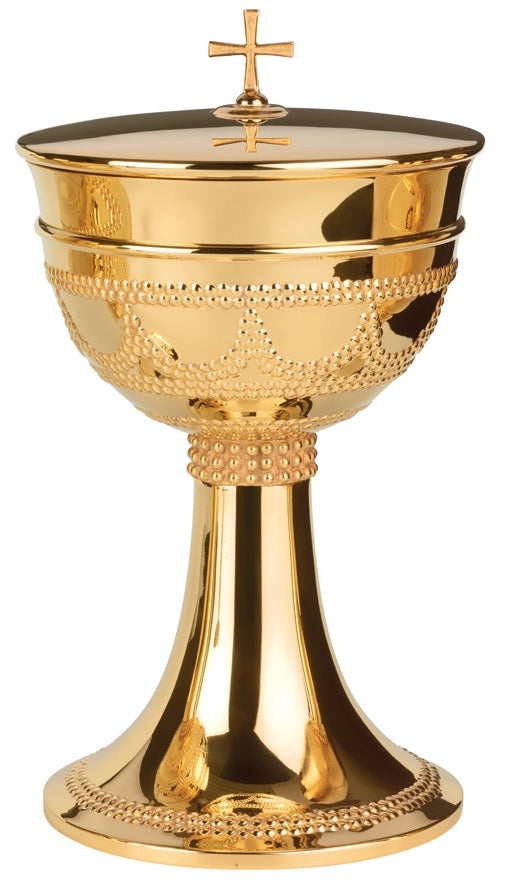 #2296 Hand-Chiseled Visigothic Ciborium | 24K Gold-Plated