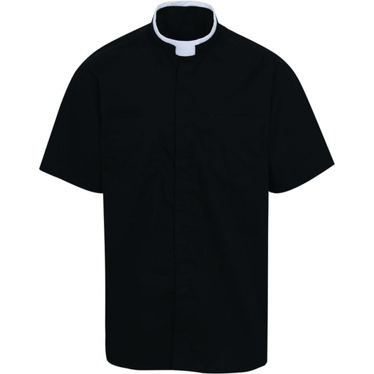Ample Cut Black Short Sleeve Clergy Shirt