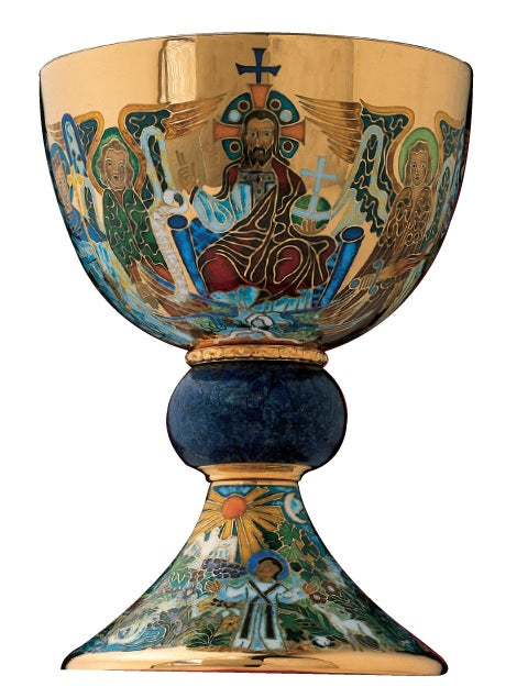 #2310 "The Genesis" Chalice & Paten | 7 5/8", 25oz. | Solid Sterling Silver | 24K Gold Plated