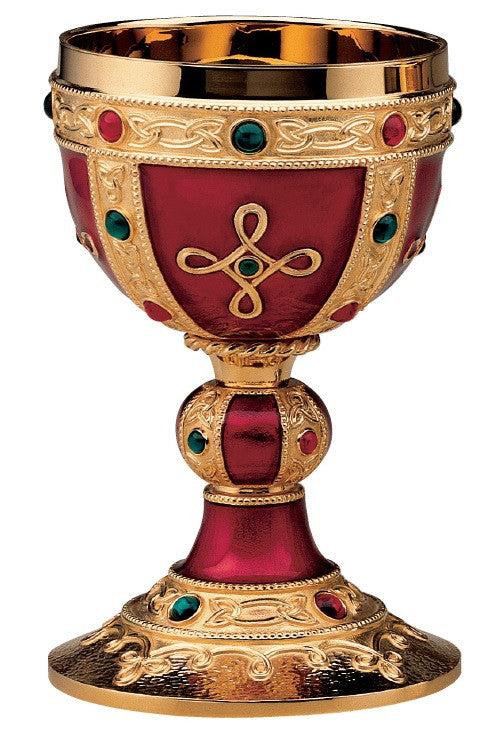 #2372 "The Visigoth" Chalice & Scale Paten | 8 3/8", 14oz. | Brass and Sterling Silver | 24K Gold Plated