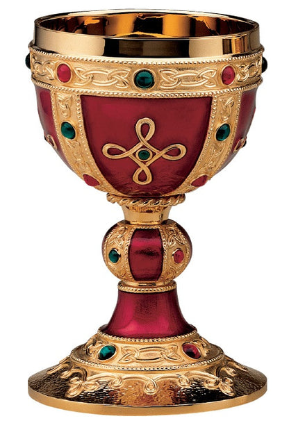 #2372 "The Visigoth" Chalice & Scale Paten | 8 3/8", 14oz. | Brass and Sterling Silver | 24K Gold Plated