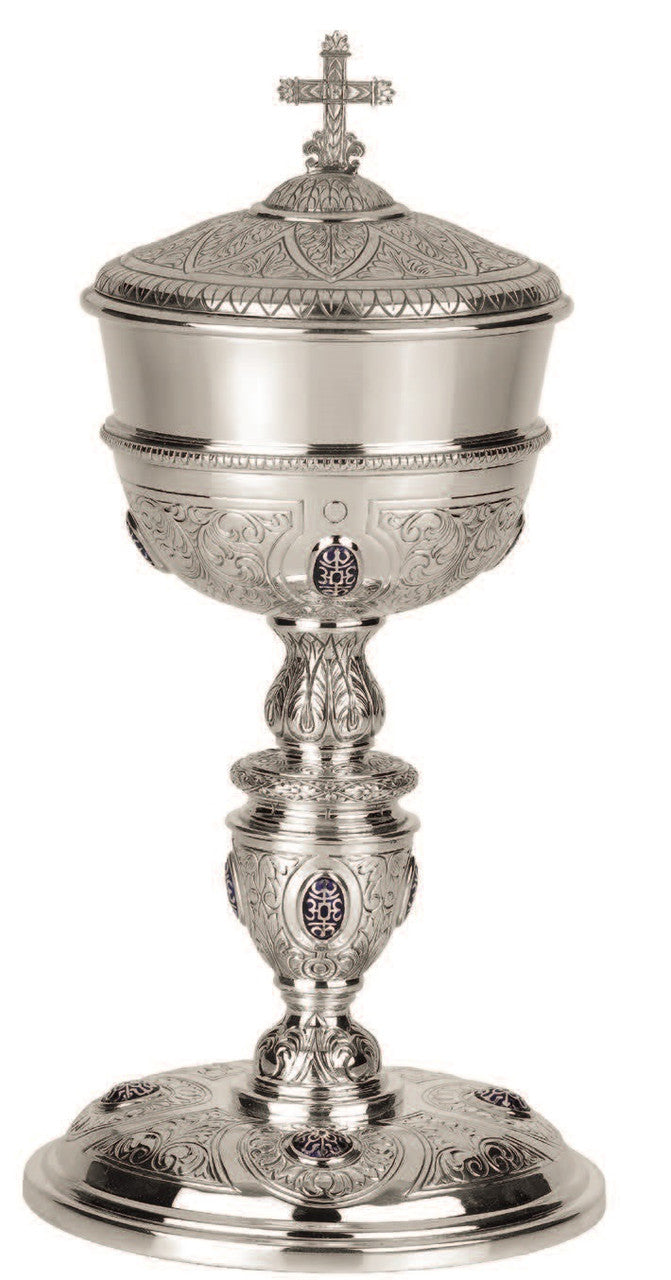 #2376-01 Ciborium | 10 1/2", 110 Hosts | Sterling Silver | 24K Gold Lined