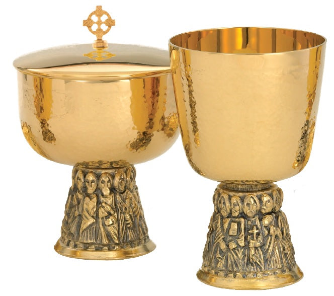 Hammered Chalice & Bowl Paten | 6", 16oz. | 24K Gold Plated
