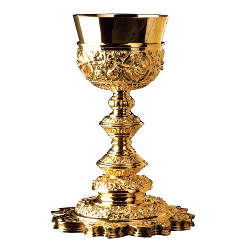 #2425 Baroque High Relief Silver Plated Chalice & Scale Paten