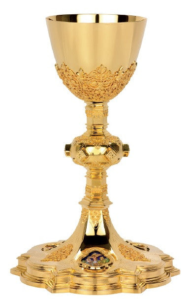 #2455 Chalice & Scale Paten | 10", 13oz. | Brass and Sterling Silver | 24K Gold Lined