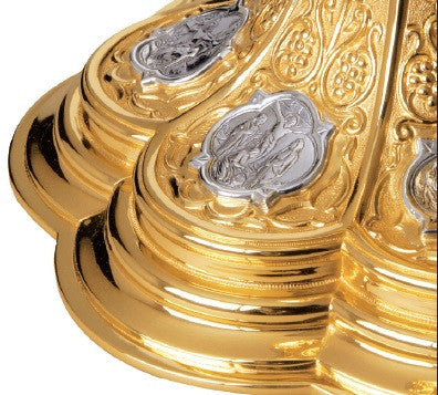 #2465 Stations of the Cross Gold Plated Chalice with Scale Paten