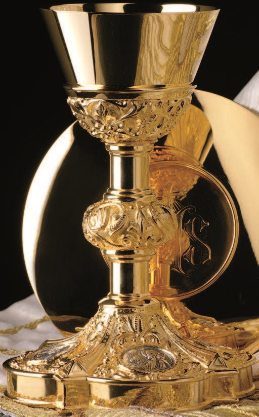 #2475 Embossed Gold Plated Chalice with Scale Paten