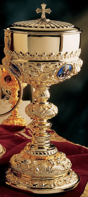 #2502-1 9-1/2", 200 host Ciborium | Sterling Silver | 24K Gold Plated