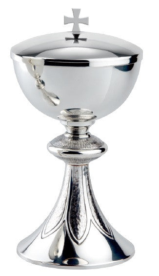 #2526 Elegant Covered Ciborium | 9", 200 Hosts | Brass | Silver Plated