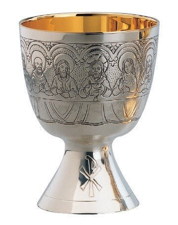 #2584 Last Supper Silver Plated Chalice with Bowl Paten