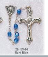 Dark Blue 5 mm Glass Bead Rosary