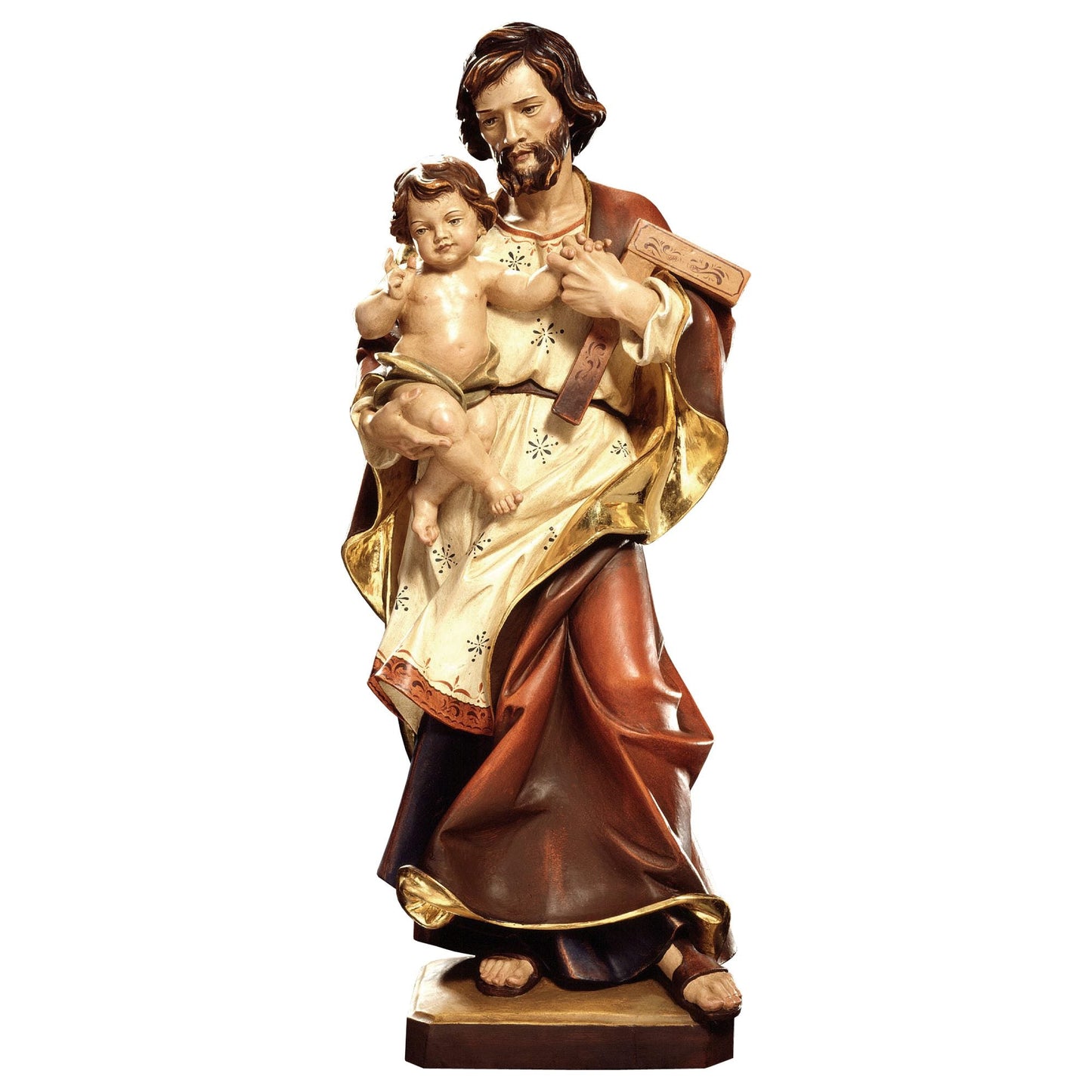 Saint Joseph with Child & Tool Statue | Hand Carved in Italy | Multiple Sizes & Finishes