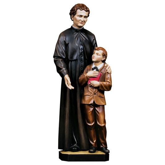 Saint John Bosco with Dominic Savio Statue | Hand Carved in Italy | Multiple Sizes