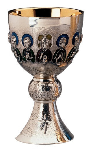 #2684 Last Supper Chalice & Bowl Paten | 6 3/4", 14 oz. | Silver Plated | 24K Gold Lined