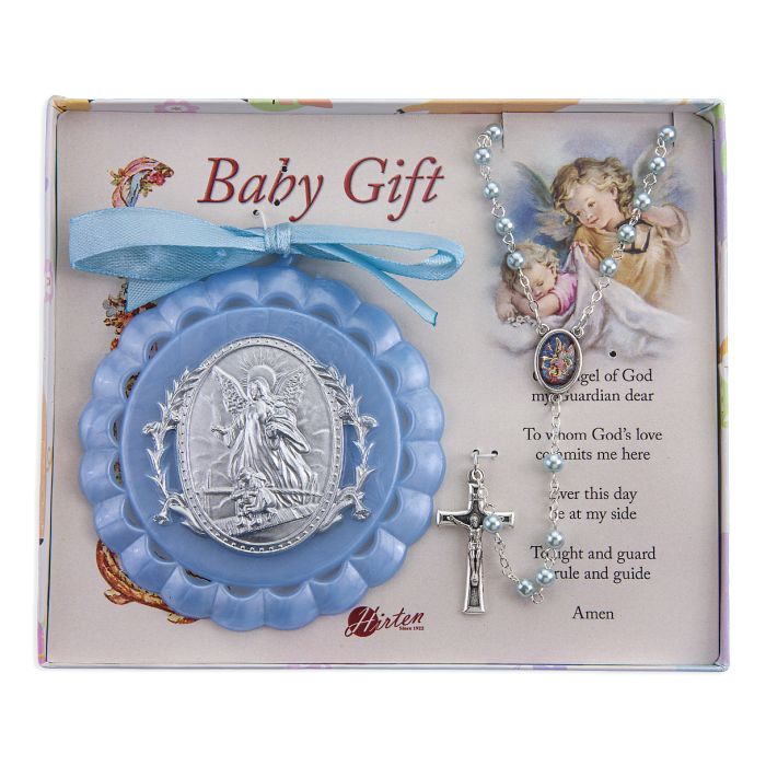Guardian Angel Crib Medal with Rosary