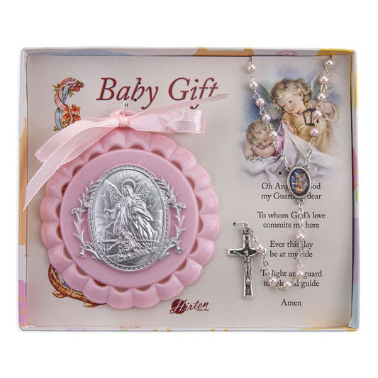 Guardian Angel Crib Medal with Rosary