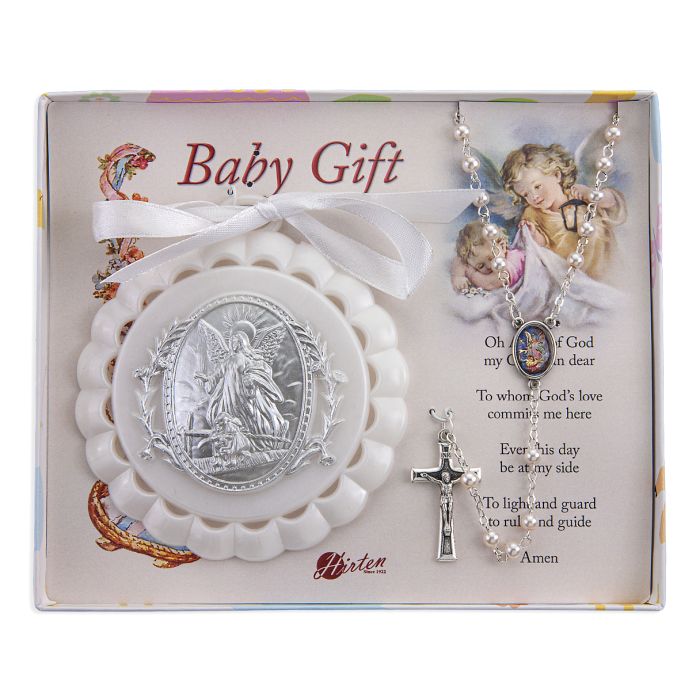 Guardian Angel Crib Medal with Rosary