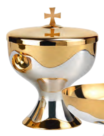 #2711 Contemporary Two Tone Plated Covered Ciborium