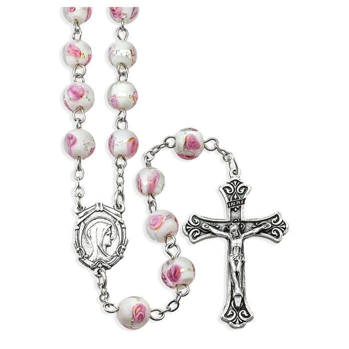 Pink Venetian Rose Bead Rosary