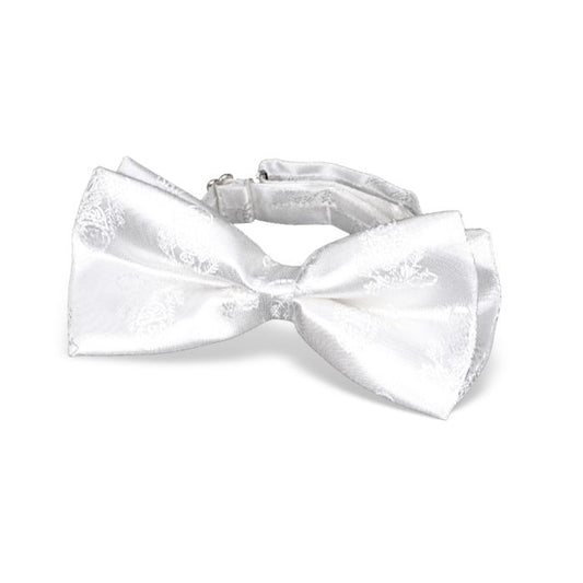 5" White Clip on First Communion Bow Tie with Chalice, Wheat and Grapes Embroidery