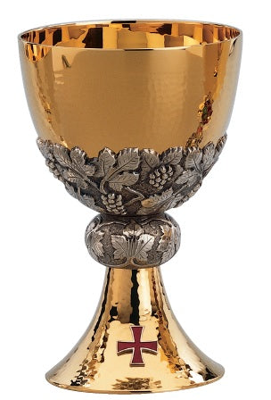 #2922 Grapevine Chalice & Bowl Paten | 7 1/4" | Sterling Silver | 24K Gold Plated