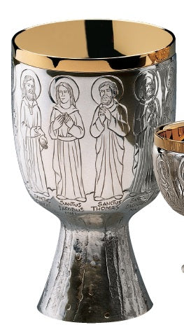 #2948 Twelve Apostles Chalice & Dish Paten | 6 1/4", 16 oz. | Sterling Silver | 24K Gold Lined