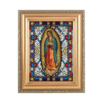 5.5" x 7" Antique Gold Frame with Stained Glass Art