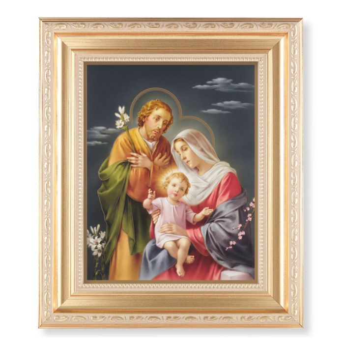 Satin Gold Frame with Holy Family Print