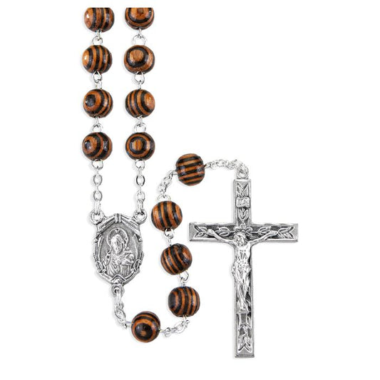Brown Zebrawood Bead Rosary