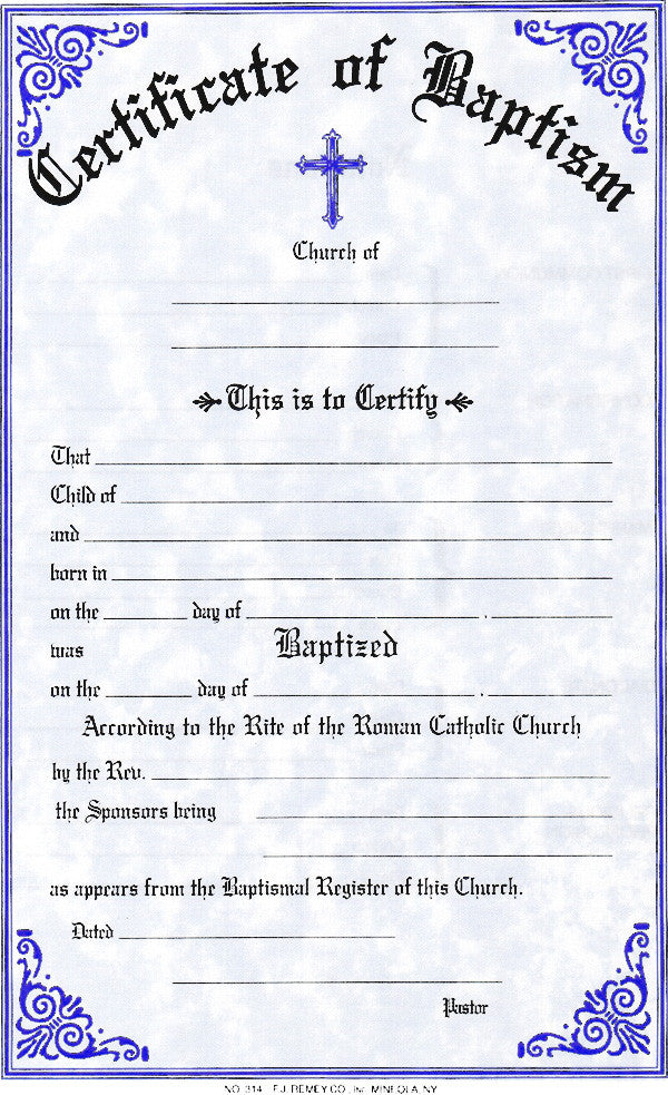 Baptism Certificates | Pad of 50