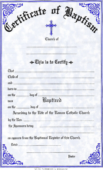 Baptism Certificates | Pad of 50
