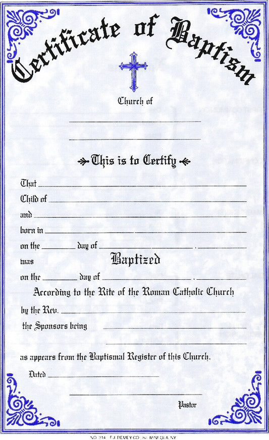 Baptism Certificates | Pad of 50