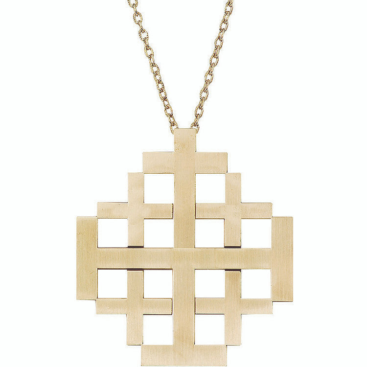 3" Antiqued Bronze Jerusalem Pectoral Cross | 28" Chain