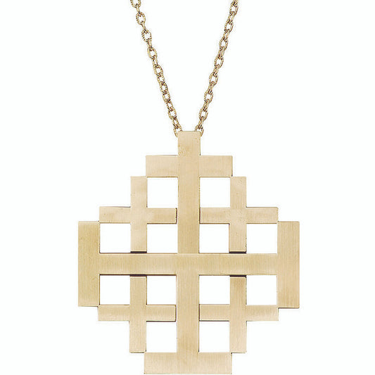 3" Antiqued Bronze Jerusalem Pectoral Cross | 28" Chain